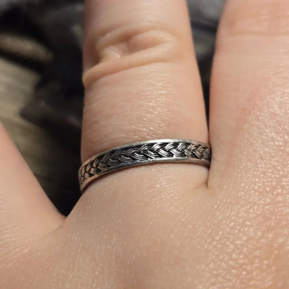 Braid Style Band vintage sterling silver ring sz 11